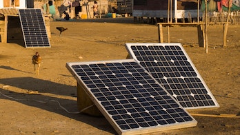 Photo depicts a solar panel in a village in Madagascar